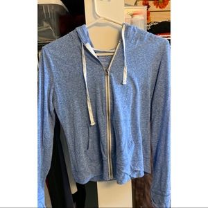 Light blue zip-up with hoodie